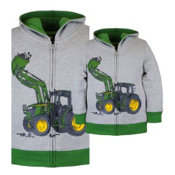 Bluza z kapturem rozpinana dziecięca z traktorem John Deere